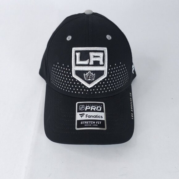 Los Angeles Kings Hat Cap Fitted Mens Large Black NHL Hockey Stretch Fit Dot Pro - Picture 1 of 6